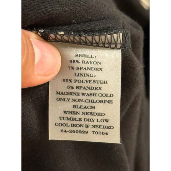 Ann Taylor Black White Stretch V-Neck Short Sleeve Empire Sheath Dress Size 00P - Picture 11 of 11